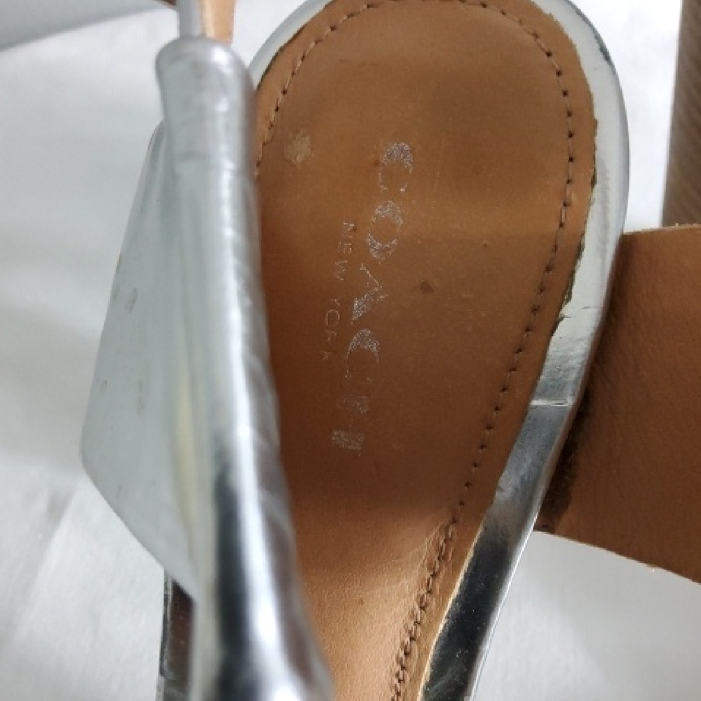 Coach Silver Block Heel Sandals - Picture 3 of 12